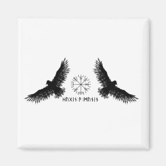 Hugin & Munin | Vegvisir | Odins Raben | schwarz マグネット (正面)