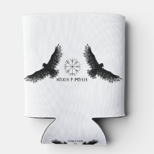 Hugin & Munin | Vegvisir | Odins Raben | schwarz 缶クーラー (裏面)