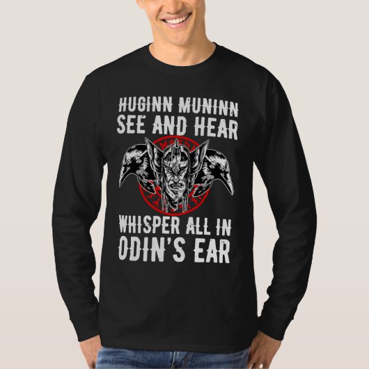 Huginn Muninn Odin Ravengod Wotan Thor Tシャツ (正面)