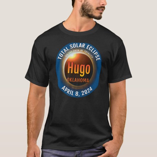 HugoオクラホマOK Total 太陽の Eclipse 2024 3 Tシャツ (正面)