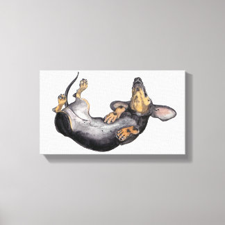 Hugo the dachshand sleeping canvas wall art キャンバスプリント