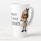 HUGSとキス17ozホワイトおもしろい諺ホラー カフェラテマグ (右アングル)