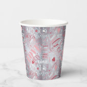 Hugs and Kisses Word Cloud Pink/Silver ID286 紙コップ (裏面)