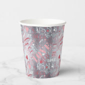 Hugs and Kisses Word Cloud Pink/Silver ID286 紙コップ (右)