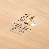 Hugs & Chuggs Beersおむつカップル赤ちゃんシャワー アクリル招待状 (レイダウン)