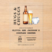 Hugs & Chuggs Beersおむつカップル赤ちゃんシャワー アクリル招待状 (正面)