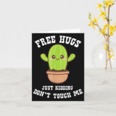 Hugs Just Kidding Don't Touch Me Funny Cactus  カード (黄色い花)