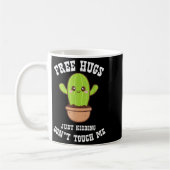 Hugs Just Kidding Don't Touch Me Funny Cactus コーヒーマグカップ (左)