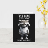 Hugs Just Kidding Don't Touch Me Racoon Workout Gy カード (黄色い花)