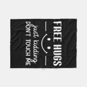Hugs Just Kidding Don't Touch Me Smile Icon  フリースブランケット (正面(横))
