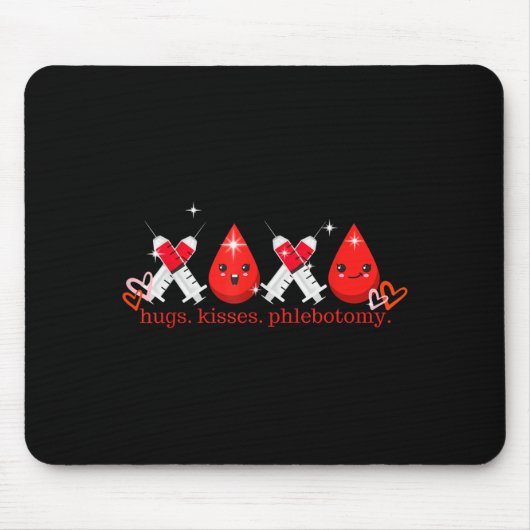 Hugs Kiss Phlebotomy Valentines Phlebotomist Lab T マウスパッド (正面)