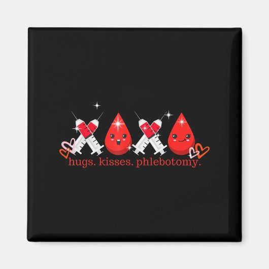Hugs Kiss Phlebotomy Valentines Phlebotomist Lab T マグネット (正面)