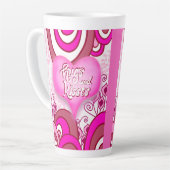 Hugs & Kisses Retro Heart Latte Mug カフェラテマグ (左アングル)