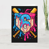 Hugvyn 6th Birthday Baseball Ice Cream Drip Number カード (正面)