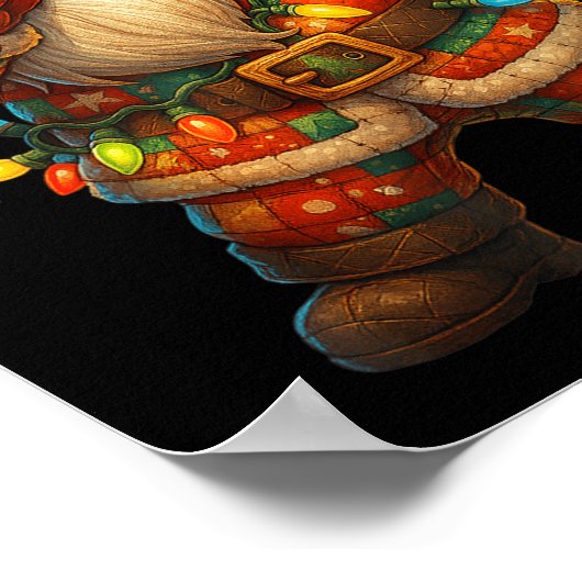 Hugvyn Christmas_ Patchwork Dabbing Santa Claus Xm ポスター (角)