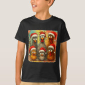 Hugvyn Christmas Santa Chicken Crazy Eagerlys Roos Tシャツ (正面)