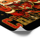 Hugvyn Christmas Santa Claus Patchwork Merry Chris ポスター (角)
