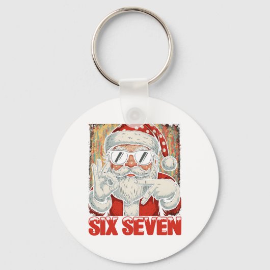 Hugvyn Funny Six Seven Meme Christmas Cool Santa S キーホルダー (正面)
