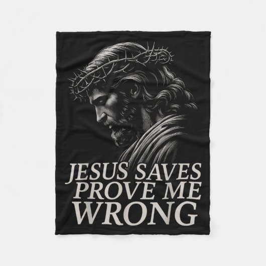 Hugvyn Jesus Saves, Prove Me Wrong Christian Faith フリースブランケット (正面)