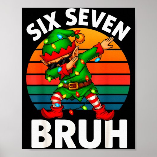 Hugvyn Six Seven 6 7 Meme Dabbing Elf Merry Christ ポスター (正面)