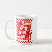 Hugvyn Six Seven Valentine 6 7 Meme Checkered Coqu コーヒーマグカップ (左)