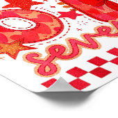 Hugvyn Six Seven Valentine 6 7 Meme Checkered Coqu ポスター (角)