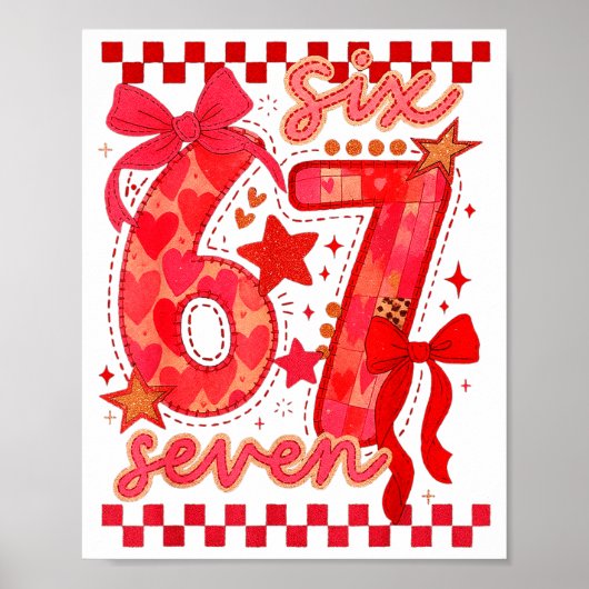 Hugvyn Six Seven Valentine 6 7 Meme Checkered Coqu ポスター (正面)