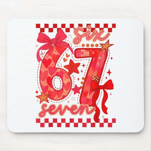 Hugvyn Six Seven Valentine 6 7 Meme Checkered Coqu マウスパッド (正面)