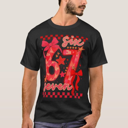 Hugvyn Six Seven Valentine 6 7 Meme Checkered Coqu Tシャツ (正面)