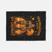 Hugvyn Thanksgiving With My Gnomies Fall Autumn Gn フリースブランケット (正面(横))