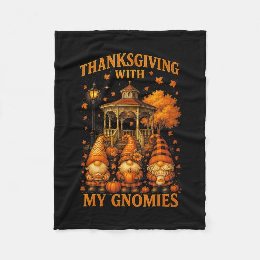 Hugvyn Thanksgiving With My Gnomies Fall Autumn Gn フリースブランケット (正面)