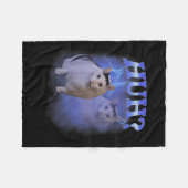 Huh Cat間抜けミームおもしろいOdd Bootleg Specific Da フリースブランケット (正面(横))