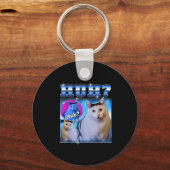 Huh Cat Funny Cat Meme Weird Cat Bootleg  キーホルダー (正面)