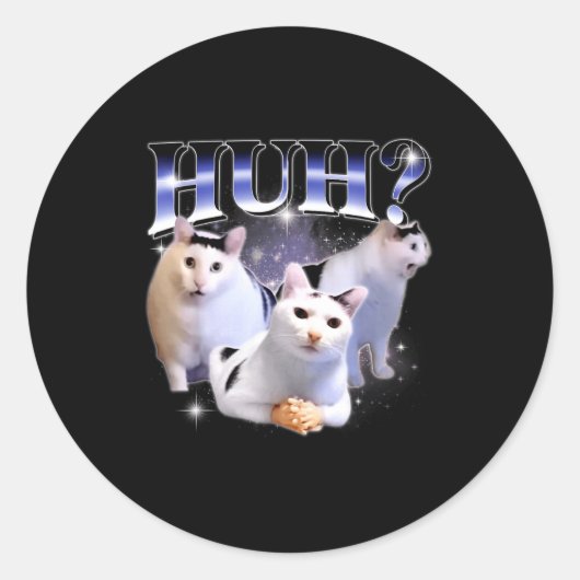 Huh Funny Dank Cat Stud Oddly Bootleg Specific Dan ラウンドシール (正面)