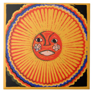 Huicholのネイティブアメリカンの芸術、太陽 タイル