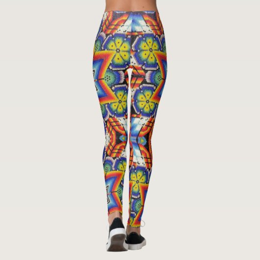 Huichol Beadworkメキシコフォーク – アートビーズワークヨガ レギンス (裏面)