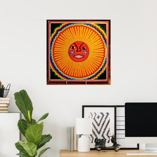 Huichol String Art，メキシコラージフォトオンキャンバス ポスター (ホームオフィス)