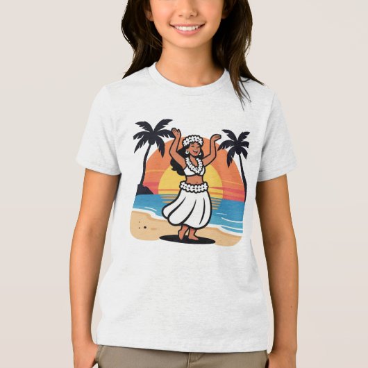 Hula dance beach party sunset tropical island art トライブレンドＴシャツ (正面)