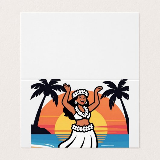Hula dance beach party sunset tropical island art 名刺 (外部フラット)