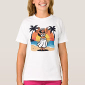 Hula dance beach party sunset tropical island art tシャツ (正面)
