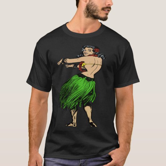Hula Girl Hawaiian Vacation Hawaii Dancer Pin Up Tシャツ (正面)