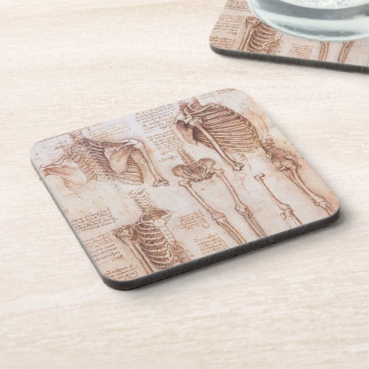 Human Anatomy Skeleton Bones by Leonardo da Vinci コースター (左側)