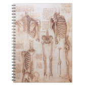 Human Anatomy Skeleton Bones by Leonardo da Vinci ノートブック (正面)