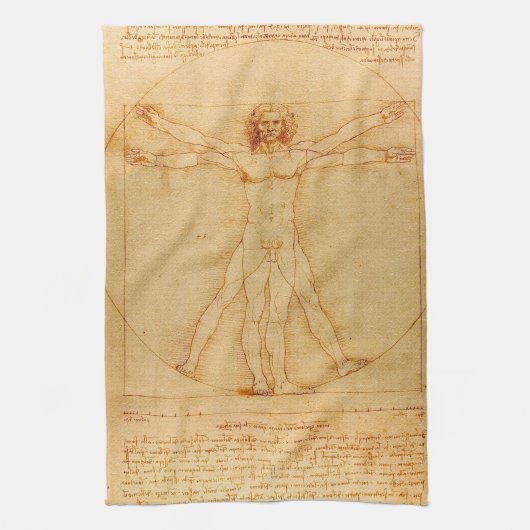 Human Anatomy, Vitruvian Man byレオナルド・ダ・ヴィンチ キッチンタオル (縦)
