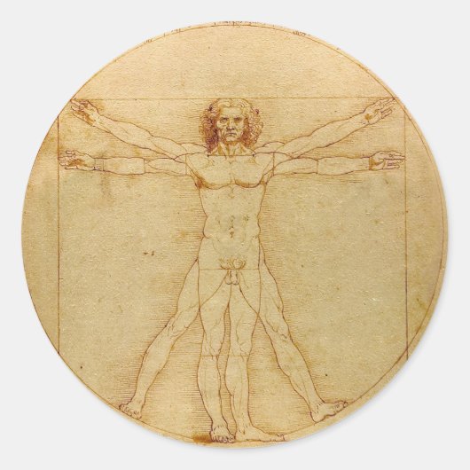 Human Anatomy, Vitruvian Man byレオナルド・ダ・ヴィンチ ラウンドシール (正面)