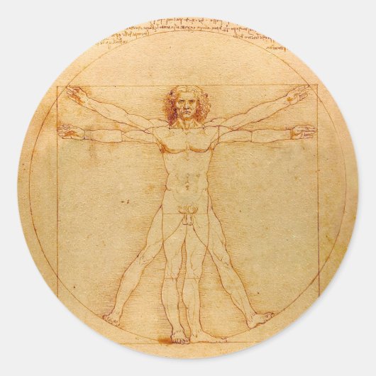 Human Anatomy, Vitruvian Man byレオナルド・ダ・ヴィンチ ラウンドシール (正面)
