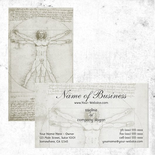 Human Anatomy, Vitruvian Man byレオナルド・ダ・ヴィンチ 名刺