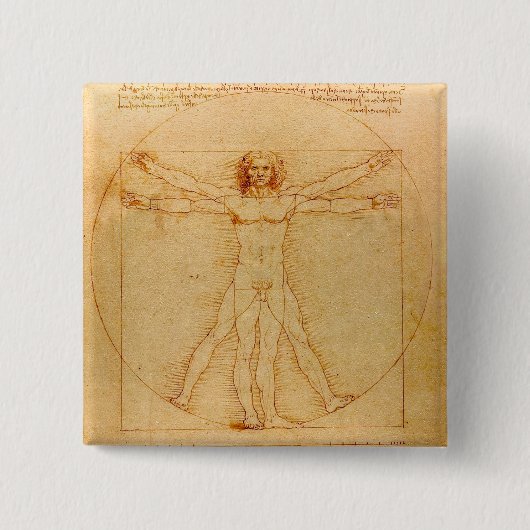 Human Anatomy, Vitruvian Man byレオナルド・ダ・ヴィンチ 缶バッジ (正面)