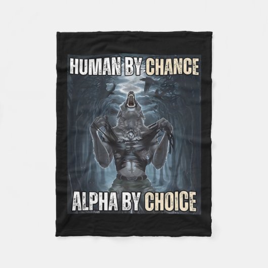 Human By Chance Alpha By Choice クール Alphaおもしろい W フリースブランケット (正面)