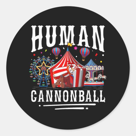 Human Cannonball Circus Carnival ラウンドシール (正面)